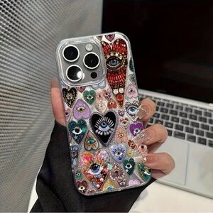 Colorful Eye Heart Pattern iPhone 17 Pro Phone Case